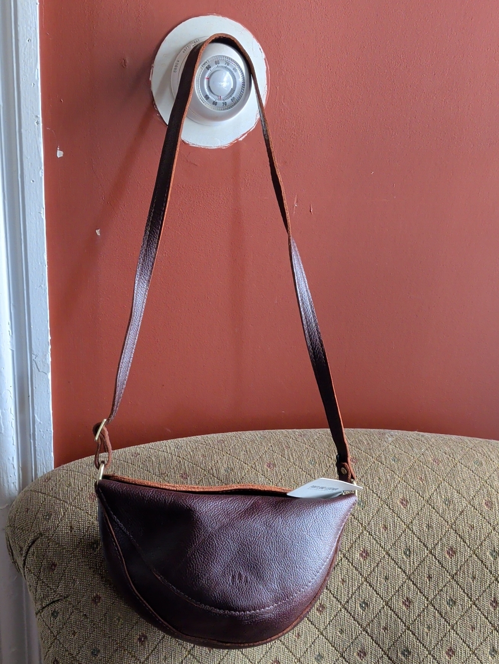 Portland Leather Crescent Crossbody Bag in Dark Brown